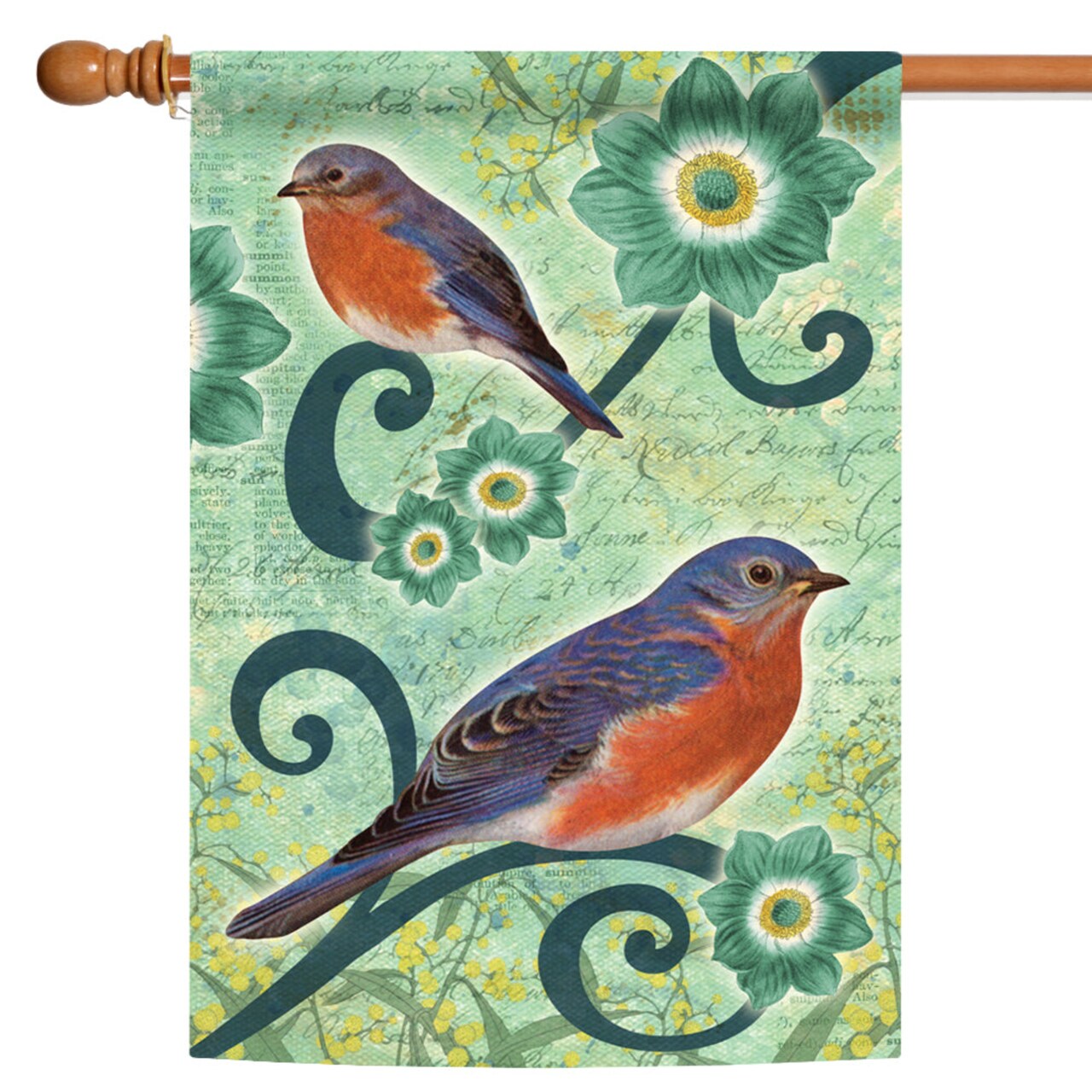 Toland Home Garden Green and Blue Birds Outdoor House Flag 28&#x22; x 40&#x22;